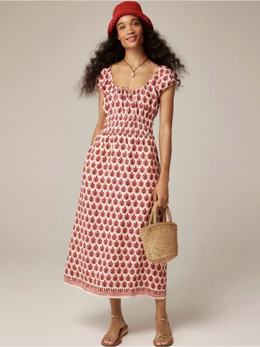 J. Crew Women’s Cap Sleeve Linen Midi Dress XXL Boho Pockets Cottagecore NWT